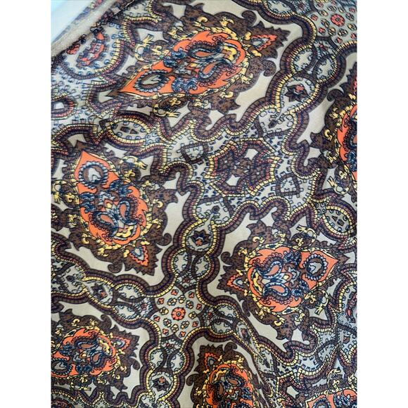 VTG 70s Brown Orange Geometric Rectangle Nylon Scarf Made In Japan 43”x13” - Picture 2 of 9